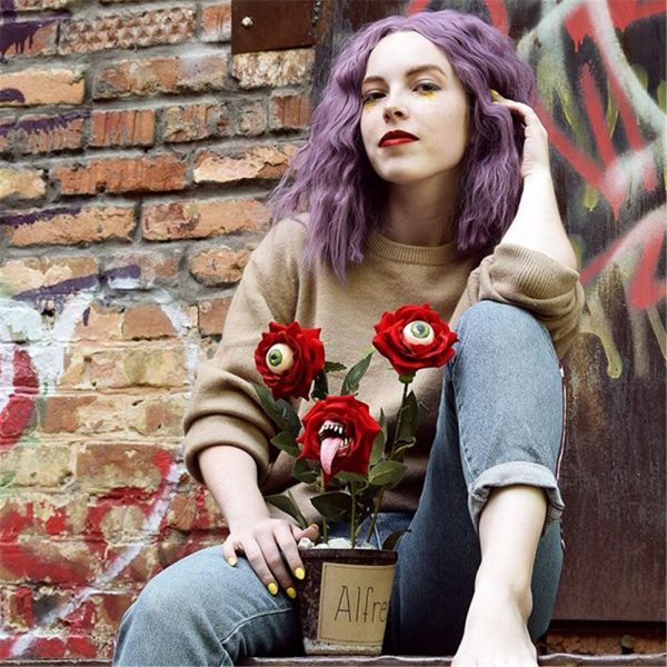 Musegetes Purple Bob Synthetic Lace Front Wig HS4007