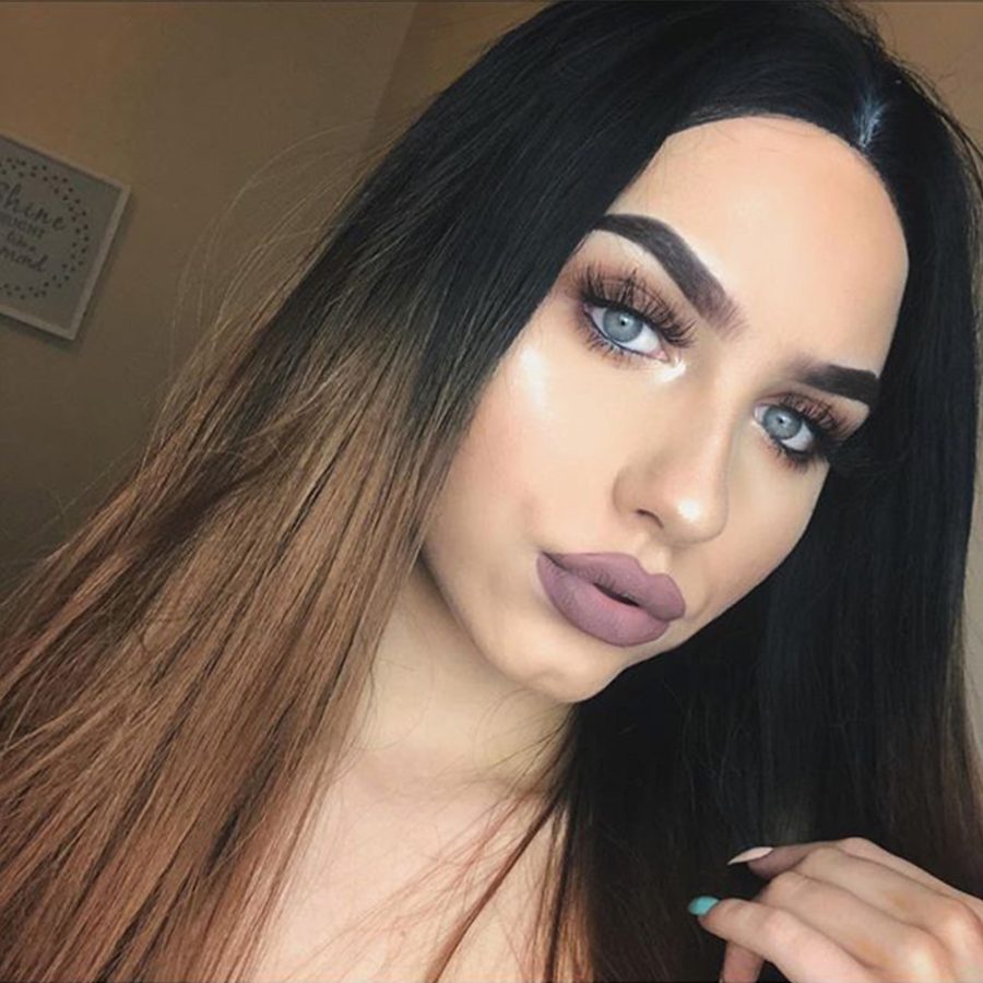 Ombre Brown Straight Synthetic Lace Front Wig HS0001
