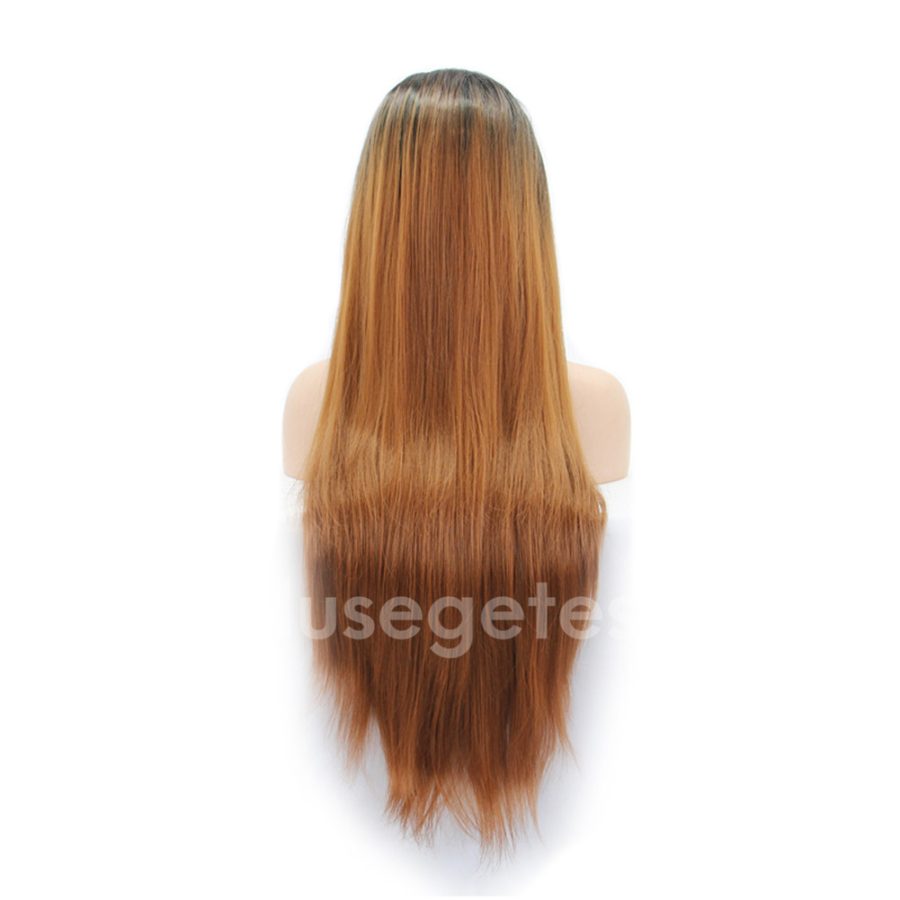 Ombre Brown Straight Synthetic Lace Front Wig HS0001