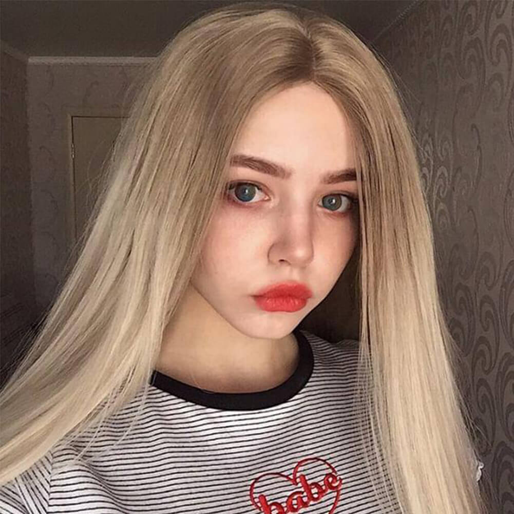 Musegetes Ombre Blonde Straight Synthetic Lace Front Wigs HS0002