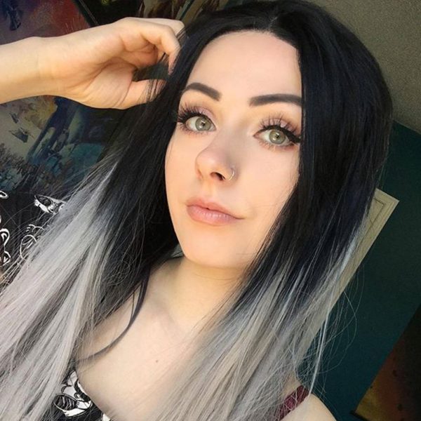 Ombre Silver Synthetic Lace Front Wig HS0003