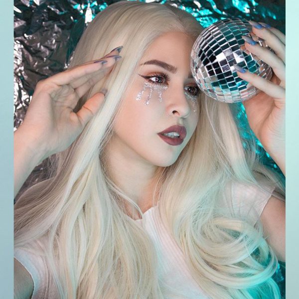 White Blonde Natural Straight Synthetic Lace Front Wig HS0006