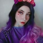 Ombre Rainbow (Dark Purple Pink) Wavy Synthetic Lace Front Wigs HS0009