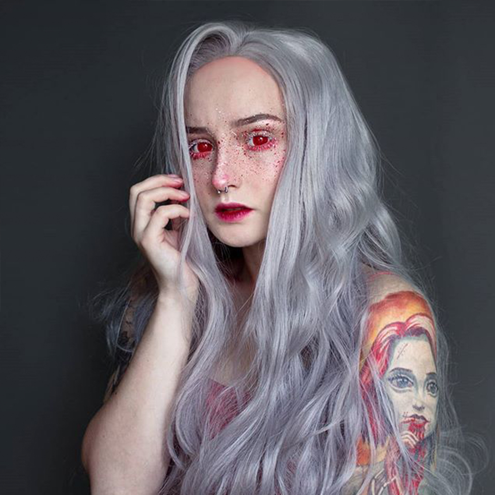 Silver Wavy Synthetic Lace Front Wig HS0011