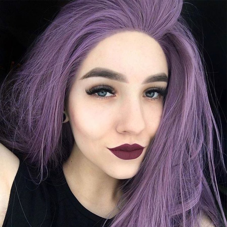 Mixed Purple Wavy Synthetic Lace Front Wigs HS0035