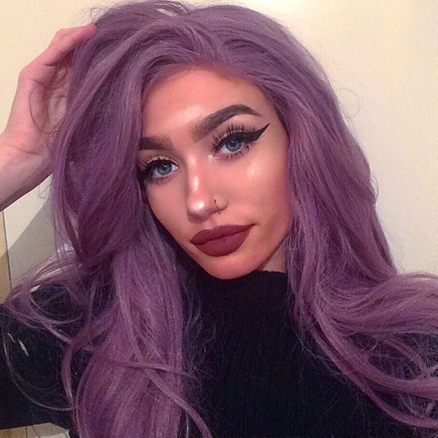 Musegetes Mixed Purple Wavy Synthetic Lace Front Wigs HS0035