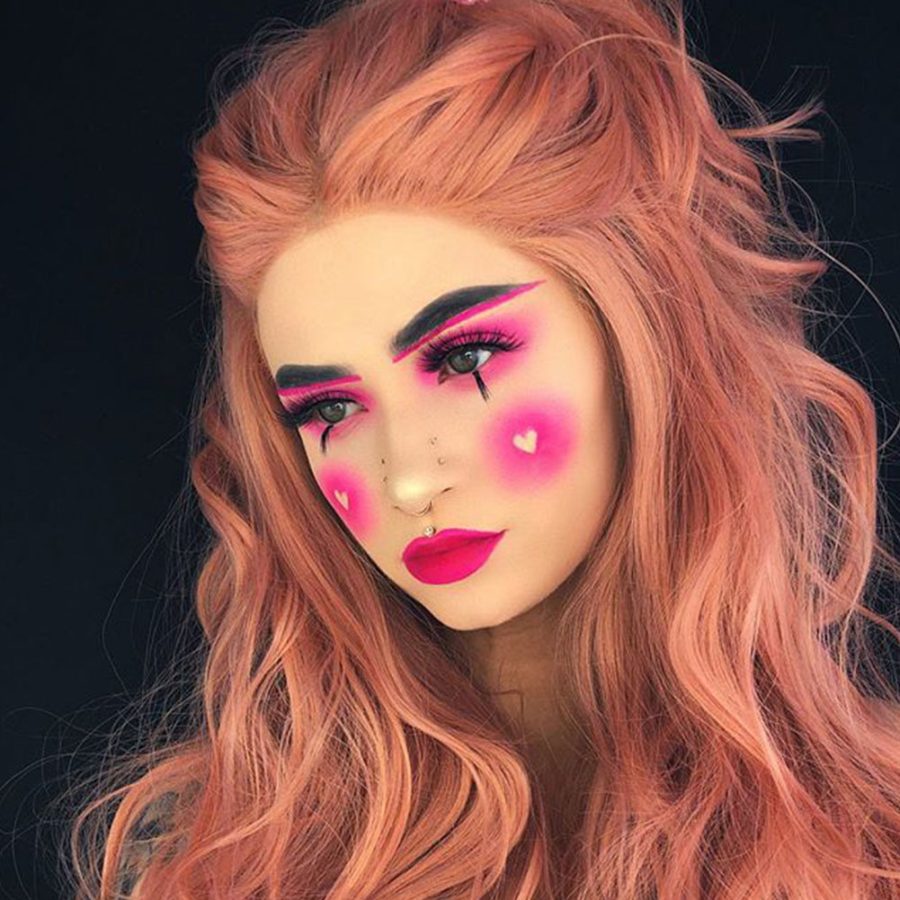 Peach Pink Wavy Synthetic Lace Front Wigs HS2023