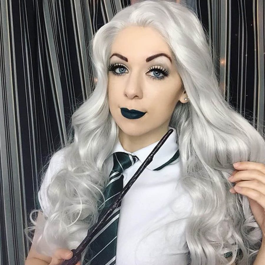 Musegetes Silver Wavy Synthetic Lace Front Wig HS3002