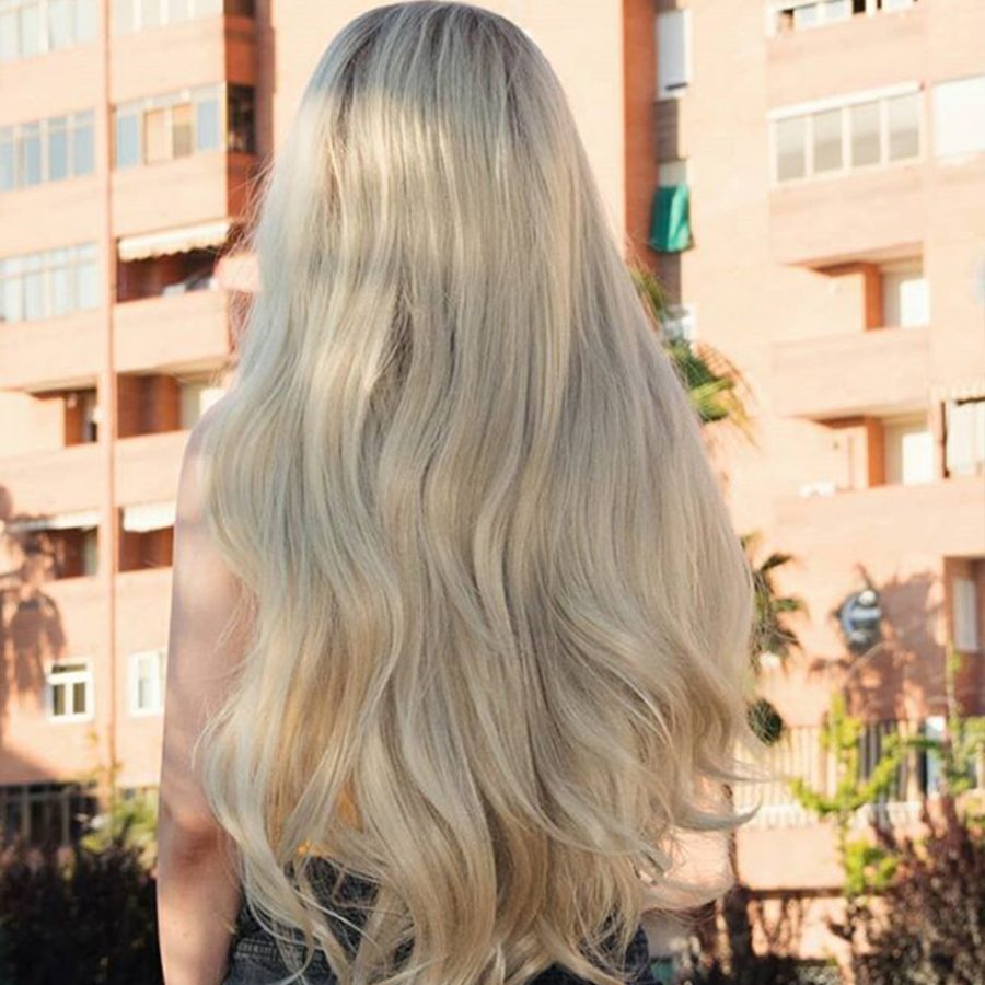 Musegetes Ombre Blonde Wavy Synthetic Lace Front Wigs HS3009