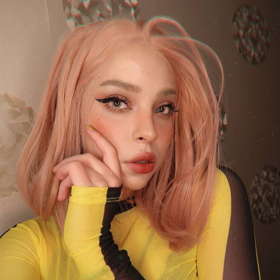 Peach Pink Bob Synthetic Lace Front Wig HS4005