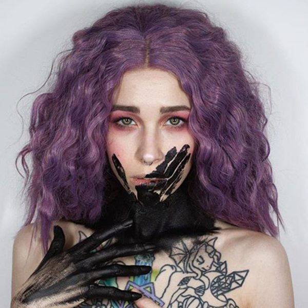 Musegetes Purple Bob Synthetic Lace Front Wig HS4007