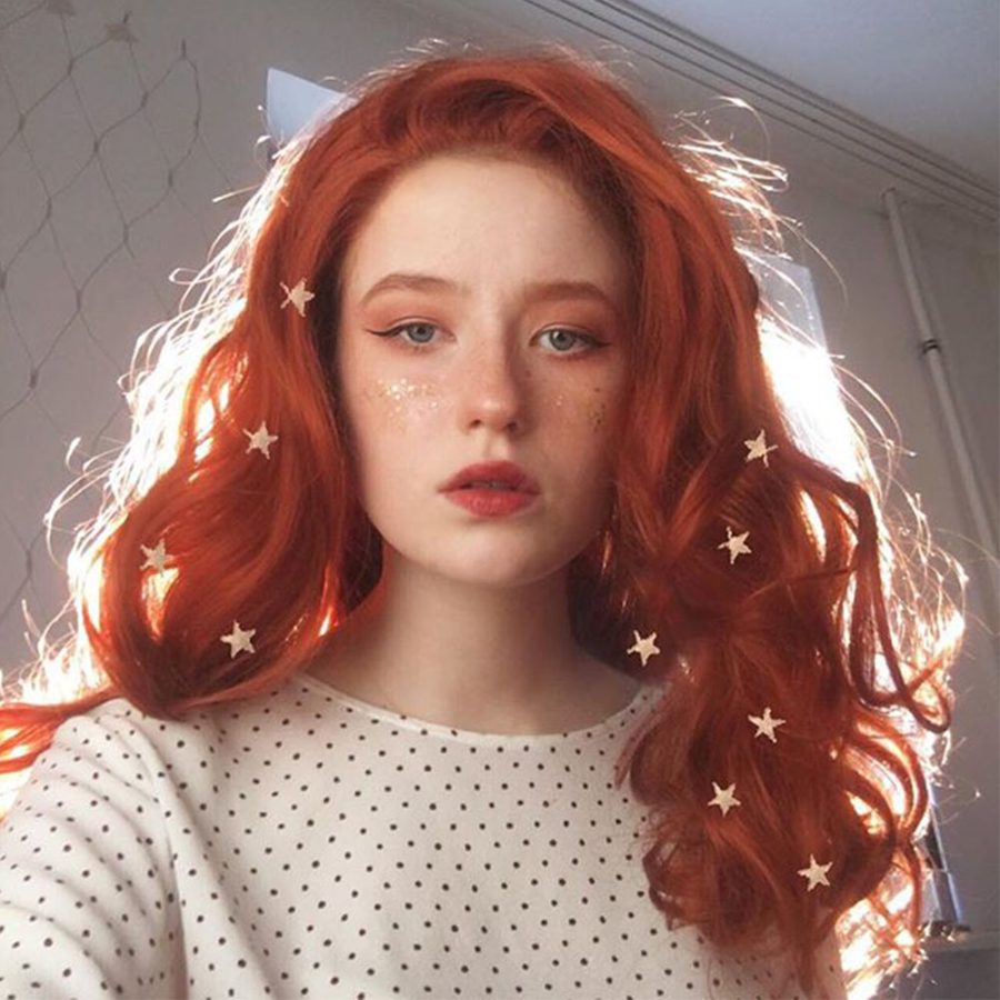Copper Red Body Wave Synthetic Lace Front Wigs HS4018