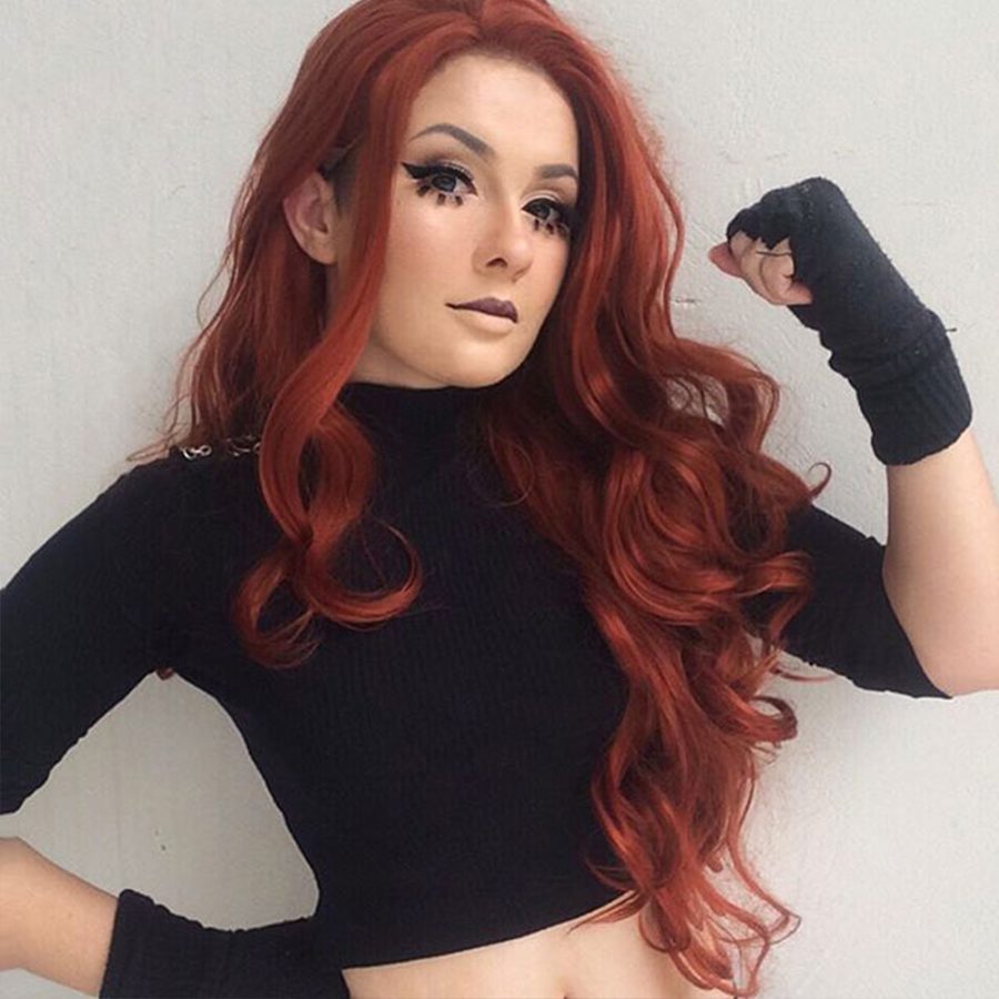 Musegetes Copper Red Body Wave Synthetic Lace Front Wigs HS4018