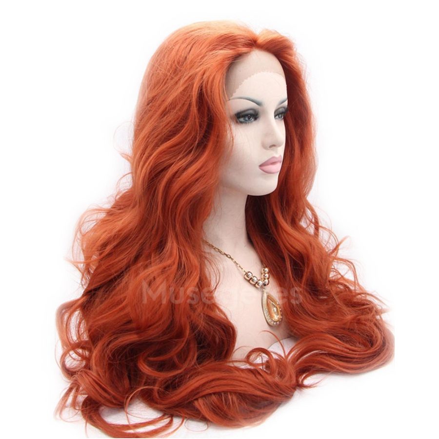 Copper Red Body Wave Synthetic Lace Front Wigs HS4018