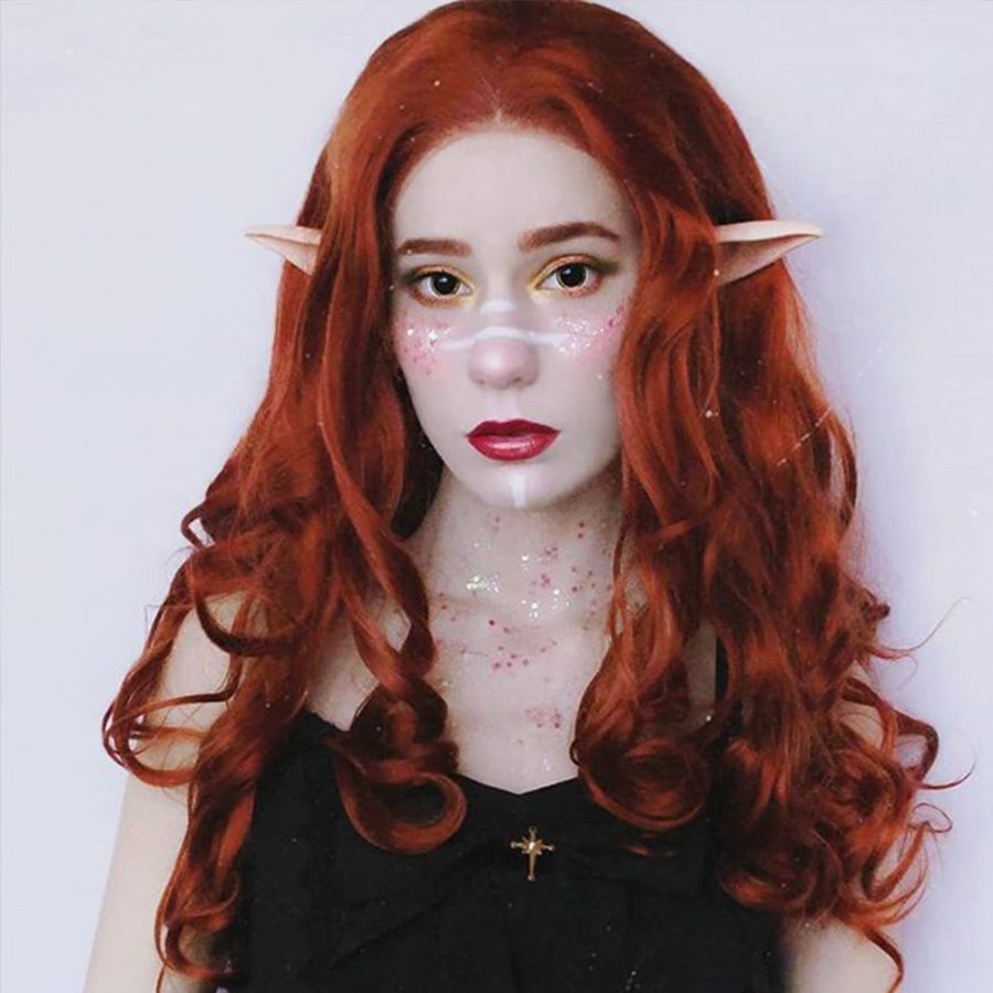 Copper Red Body Wave Synthetic Lace Front Wigs HS4018