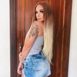 Ombre Brown To Blonde Long Straight Synthetic Lace Front Wigs HS6043