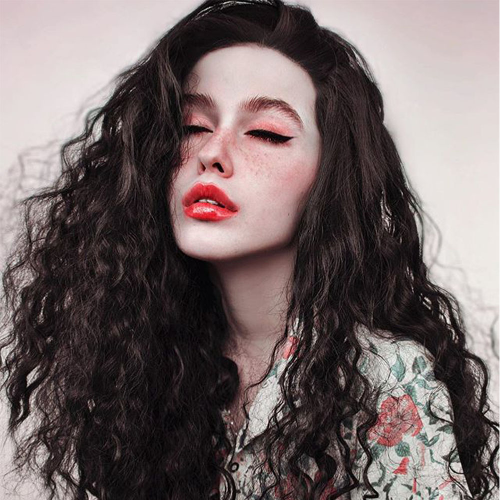 Black Loose Curly Long Synthetic Lace Front Wigs HS6049