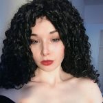 Musegetes Black Long Kinky Curly Synthetic Lace Front Wigs HS6051