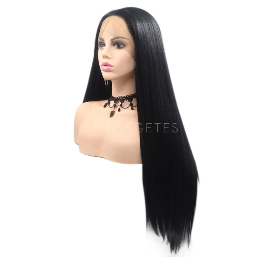 Black Straight Synthetic Lace Front Wigs HS6059